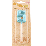 Свеча в торт на шпажке «Алмаз», цифра "5", голубая, 5 см   9338076