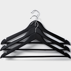 Плечики для одежды с перекладиной Доляна, набор 3 шт, размер 44-46, клён, чёрный 7162568