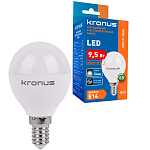 Лампа светодиодная KRONUS G45 шар 9.5W/3000K/E14 тёплый свет (10/100)