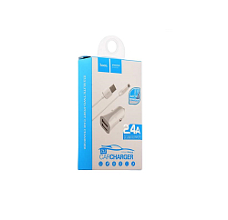 Авто ЗУ 2.4A HOCO Z12 microUSB белый