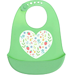 Нагрудник для кормления «Сердце», силиконовый, с карманом, зелёный