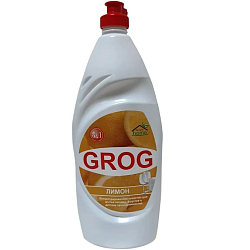 Средство для мытья посуды GROG "Лимон" помпа 0,9л