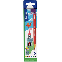 Карандаши цветные Berlingo "SuperSoft. Замки", 06цв., заточен., картон, европодвес SS00106