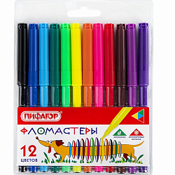 Фломастеры ПИФАГОР "Веселая такса", 12 цветов, 151397