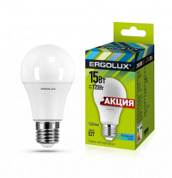 Лампа светодиодная ERGOLUX A60 15W/4500K/E27