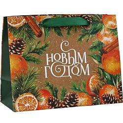 Пакет новогодний крафтовый «С Новым годом», MS 18×23×10 см