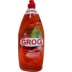 Средство для мытья посуды GROG "Арбуз", помпа 0,9л
