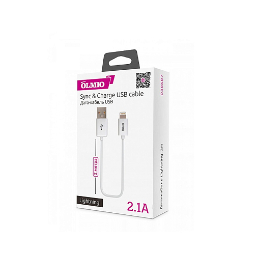 Кабель USB <--> Lightning  1.0м OLMIO белый (038655)