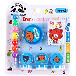 Набор : печать 3 шт., штемпельная подушка, карандаш 7 цв, голубой 9807241