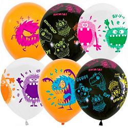 Шар латексный 12" «Монстрики», набор 5 шт., МИКС