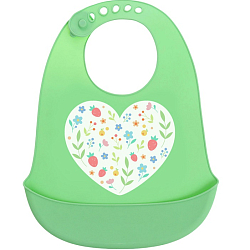 Нагрудник для кормления «Сердце», силиконовый, с карманом, зелёный