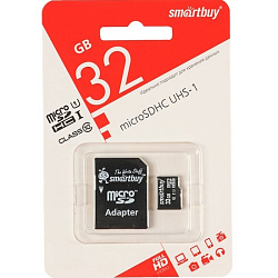 Micro SD 32Gb Smart Buy Сlass 10 Pro UHS-I U3 (60/95 Mb/s)+ адапетер SD