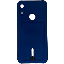 Задняя накладка ZIBELINO Card Holder для Honor 8A/8A Prime/8A Pro/Y6 2019/Y6S синий с выталкивателем