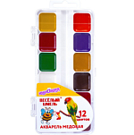 Краски акварельные ЮНЛАНДИЯ "ВЕСЁЛЫЙ ШМЕЛЬ", медовые, 12 цв, 192362