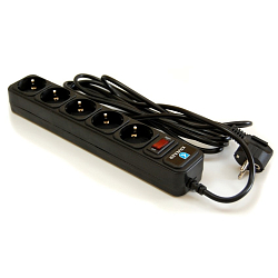 Сетевой фильтр  1.5м KRAULER KR-5-1,5M(B), 5 розеток, чёрный