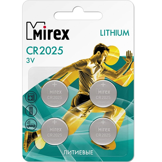 Элемент питания MIREX CR2025 BL-4 (4/216/648), ecopack