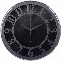Часы настенные РУБИН "Миллениум" из металла, d=30.5 см, хром+чёрный (3132-004)
