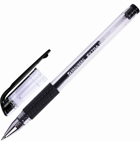 Ручка гелевая с грипом BRAUBERG "EXTRA GT", ЧЕРНАЯ 143917