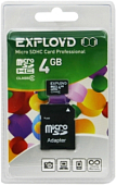 Micro SD  4Gb Exployd Class 4 с адаптером SD