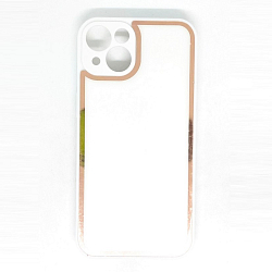 Задняя накладка AKSS для iPhone 13, белый, имитация стекла с защитой камеры