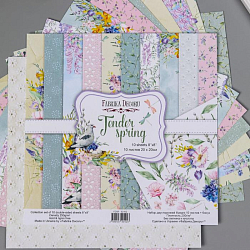 Набор бумаги для скрапбукинга "Tender spring" 10 листов, 20x20 см 6943574