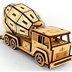 Конструктор деревянный «Автобетоносмеситель», 62 детали 10335362
