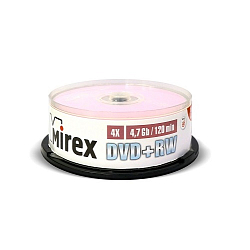 Диск DVD+RW MIREX DVD+RW 4.7Gb 4X Cake Bulk-25