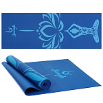 Коврик для йоги «Девушка и лотос» 173 х 61 х 0,4 см, цвет синий