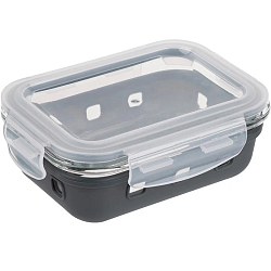 Контейнер MALLONY Massimo 370 мл из жаропр стекла с крышкой с защёлками в силикон. подст. арт.108338