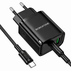 Сетевое ЗУ 1USB/1Type-C 3A BOROFONE BA83A Black, 20Вт