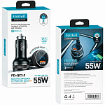 Авто ЗУ 1USB/1Type-C FaizFull FZ24  черный/метал, PD+QC3.0 55W