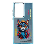 Задняя накладка PC092 для Samsung Galaxy S23 Ultra (кот) (transparent)