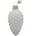 Ёлочное украшение "Шишка в снегу, белая", в подарочной упаковке, h-9 см