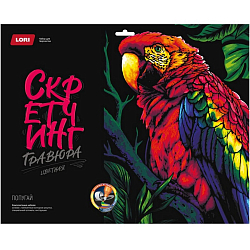 Скретчинг Неоновые животные " Попугай" 30*40см 43554 Гр-783