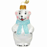 Ёлочное украшение "Мишутка в шарфе" голубой, в подарочной упаковке h-9 см