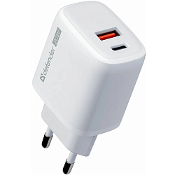 Сетевое ЗУ 1USB/1Type-C Defender UPA-103, белый, PD20W