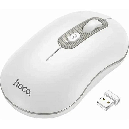 Мышь БП HOCO GM21, Platinum, белый, серая вставка
