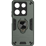 Силиконовый чехол DF для Infinix Note 30 Pro (4G) DF inArmor-11 (dark green) с кольцом и пластиной для магнитного держателя