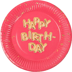 Тарелка одноразовая бумажная «Happy birthday», набор 6 шт., 18 см