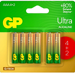 Элементы питания GP LR03 G-Tech Ultra BL4+2 (24AUA214/2-2CRSBC6)