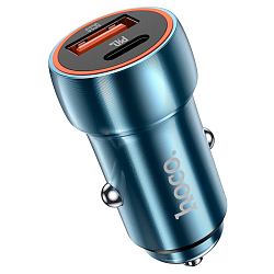 Авто ЗУ 1USB/1Type-C HOCO Z46A, Blue whale, синий, USB <--> Type-C, 18Вт, QC, AFC, FCP