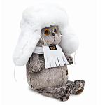 Мягкая игрушка Кот Басик в белой меховой шапке , 25 см (Ks25-302)