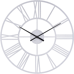 Часы настенные РУБИН "Классика" из металла, d=40 см, открытая стрелка, белый с серебром (4004-003)