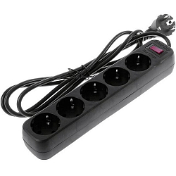 Сетевой фильтр  1.8м SMARTBUY One (SBSP-18-K), 5 розеток, черный