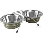 Набор из 2 цветных мисок на подставке, 2×450 мл