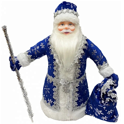 Игрушка-кукла Дед Мороз СИНИЙ 40 см, в упаковке ДМ-11