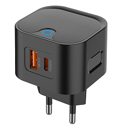 Сетевое ЗУ 1USB/1Type-C PERO TC21, черный, 25W