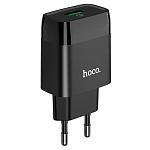 Сетевое ЗУ 1USB 2.4A HOCO, C72Q, Glorious, черное, QC3.0