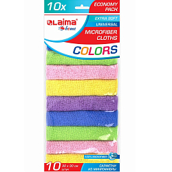Салфетки из МИКРОФИБРЫ 30х30см MULTI COLOUR, big pack, КОМПЛЕКТ 10шт, 180г/м2, LAIMA HOME, 607794