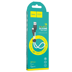 Кабель USB <--> Type-C  0.25м HOCO X21 Plus белый, чёрная вставка